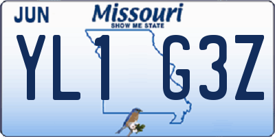 MO license plate YL1G3Z