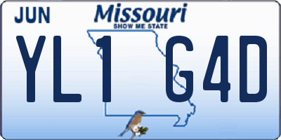 MO license plate YL1G4D