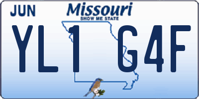 MO license plate YL1G4F