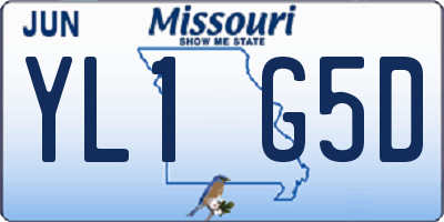 MO license plate YL1G5D