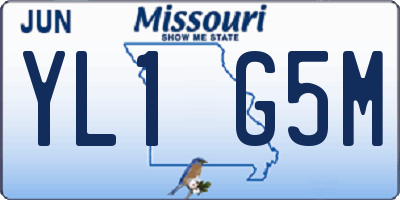 MO license plate YL1G5M