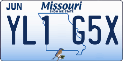 MO license plate YL1G5X