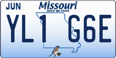 MO license plate YL1G6E