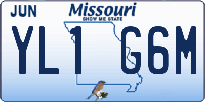 MO license plate YL1G6M
