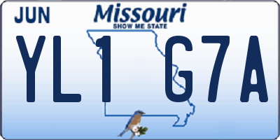 MO license plate YL1G7A