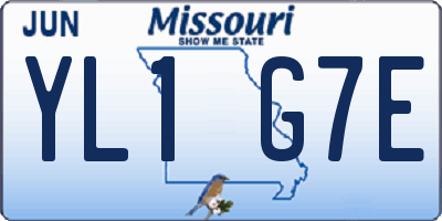 MO license plate YL1G7E