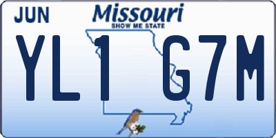 MO license plate YL1G7M