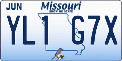 MO license plate YL1G7X