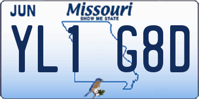 MO license plate YL1G8D