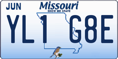 MO license plate YL1G8E