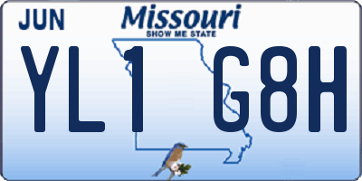 MO license plate YL1G8H