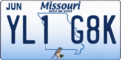MO license plate YL1G8K