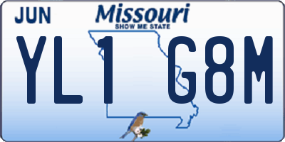 MO license plate YL1G8M