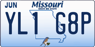 MO license plate YL1G8P