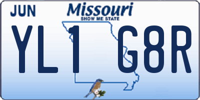 MO license plate YL1G8R