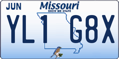 MO license plate YL1G8X