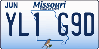 MO license plate YL1G9D