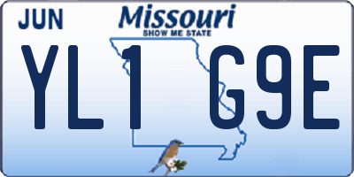 MO license plate YL1G9E