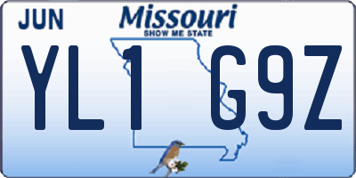 MO license plate YL1G9Z