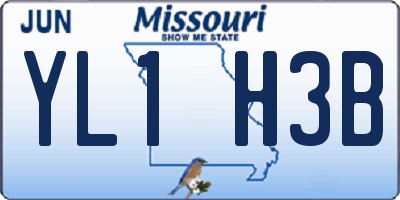 MO license plate YL1H3B