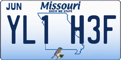 MO license plate YL1H3F