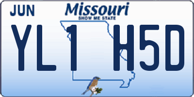 MO license plate YL1H5D