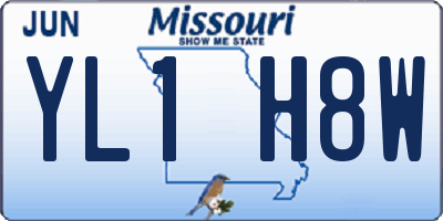 MO license plate YL1H8W