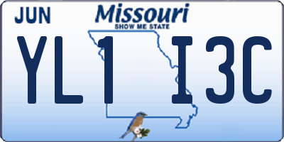MO license plate YL1I3C