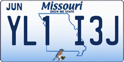 MO license plate YL1I3J