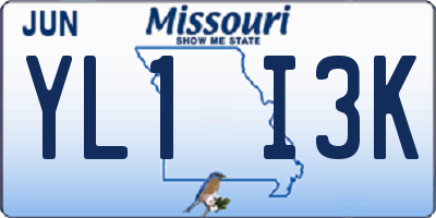 MO license plate YL1I3K