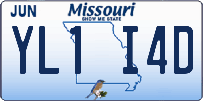 MO license plate YL1I4D