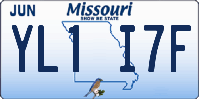MO license plate YL1I7F