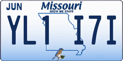 MO license plate YL1I7I