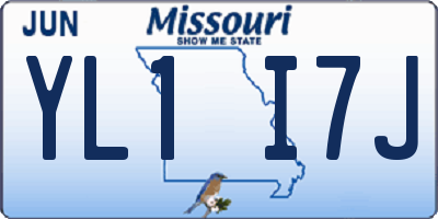MO license plate YL1I7J