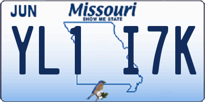 MO license plate YL1I7K