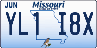 MO license plate YL1I8X