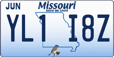 MO license plate YL1I8Z