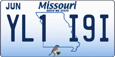 MO license plate YL1I9I