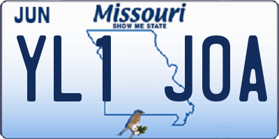 MO license plate YL1J0A
