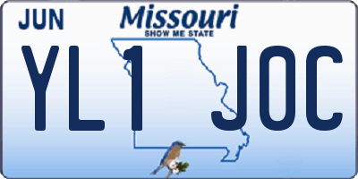 MO license plate YL1J0C