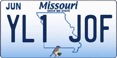MO license plate YL1J0F