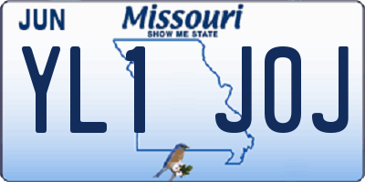 MO license plate YL1J0J