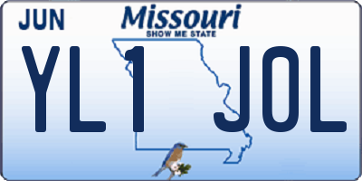 MO license plate YL1J0L