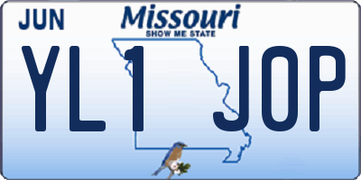 MO license plate YL1J0P