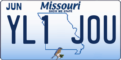 MO license plate YL1J0U