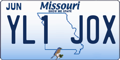 MO license plate YL1J0X