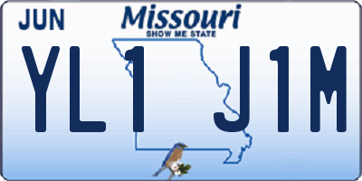 MO license plate YL1J1M