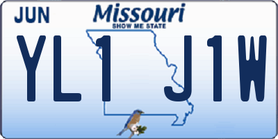 MO license plate YL1J1W