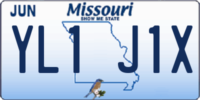 MO license plate YL1J1X