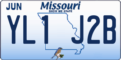 MO license plate YL1J2B